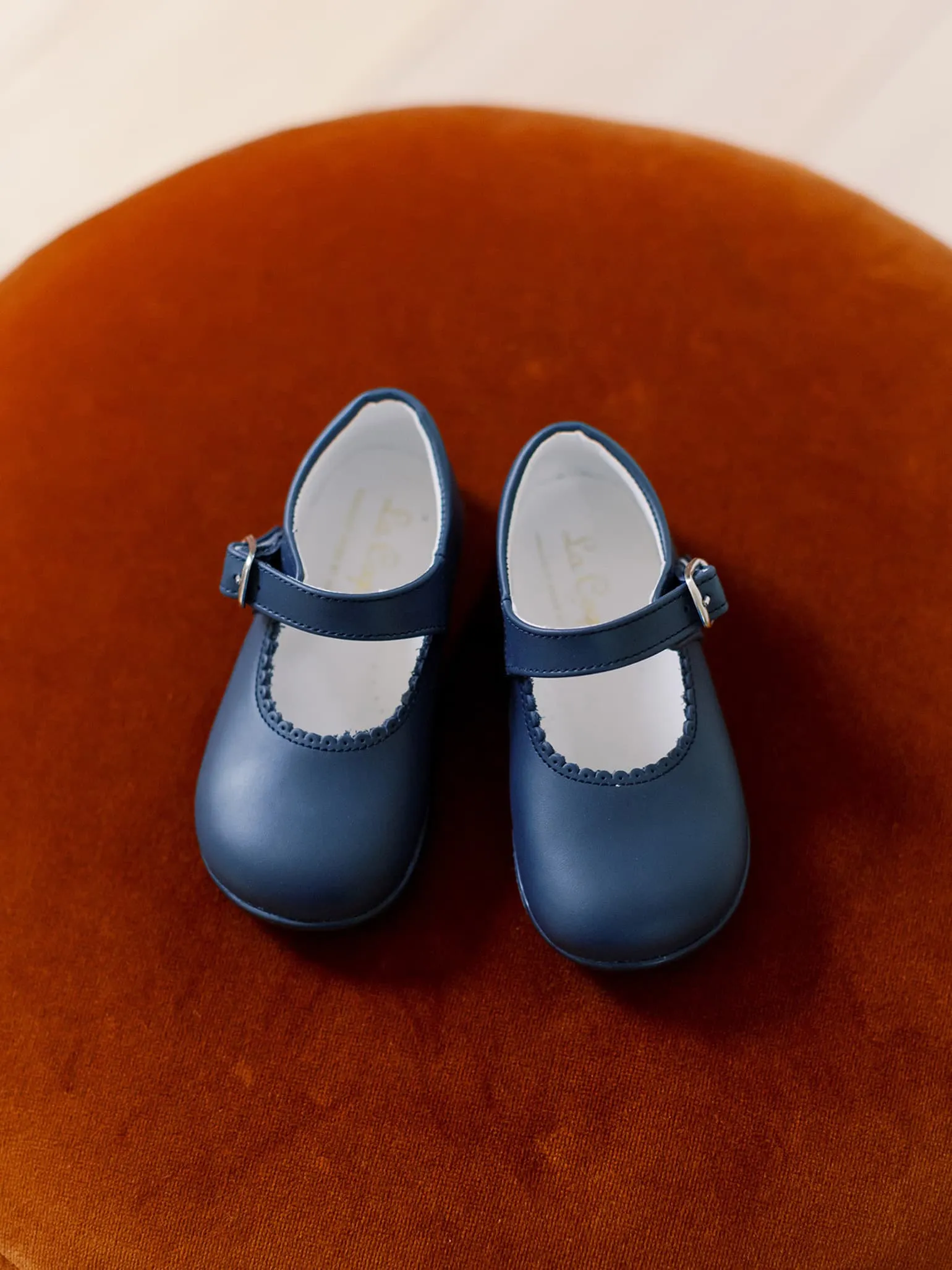 Navy Leather Baby Mary Jane Shoes