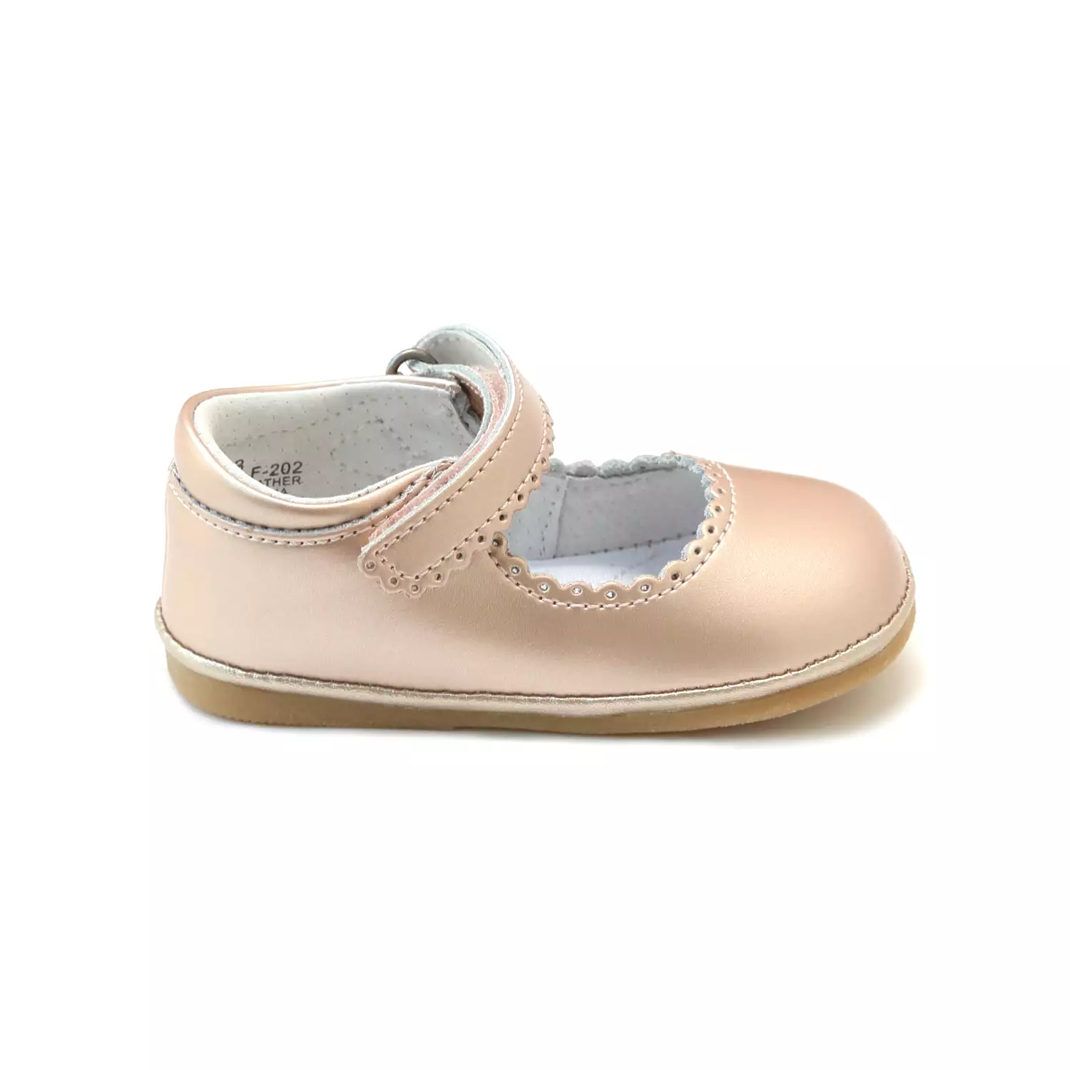 Online Exclusive - Cara Pink Gold Scalloped Leather Mary Jane (Baby)