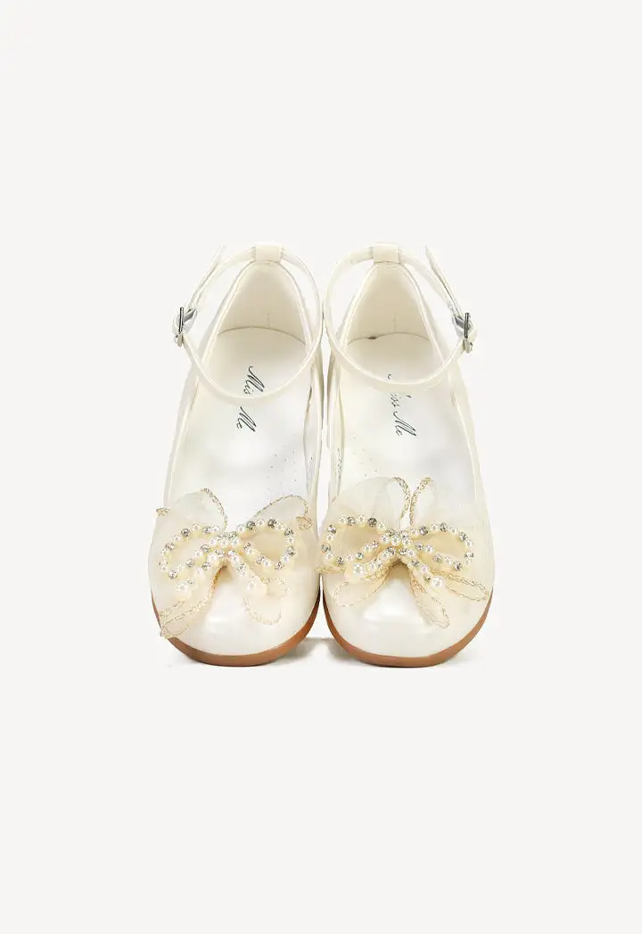 Organza Ribbon With Pearls Flat Shoes