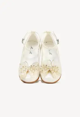 Organza Ribbon With Pearls Flat Shoes