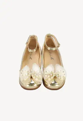 Organza Ribbon With Pearls Flat Shoes