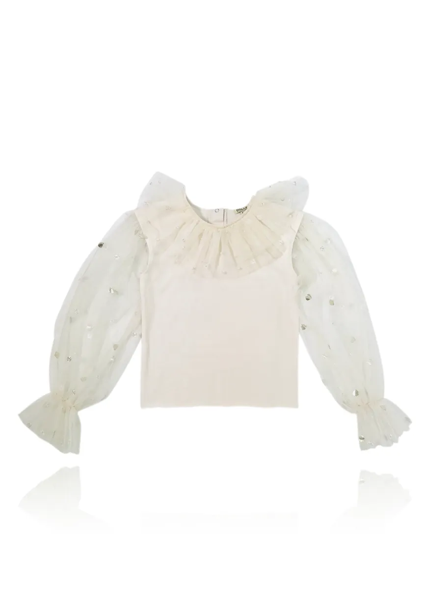 [OUTLET] DOLLY by Le Petit Tom  JEWELER'S CRYSTALS tulle sleeves top