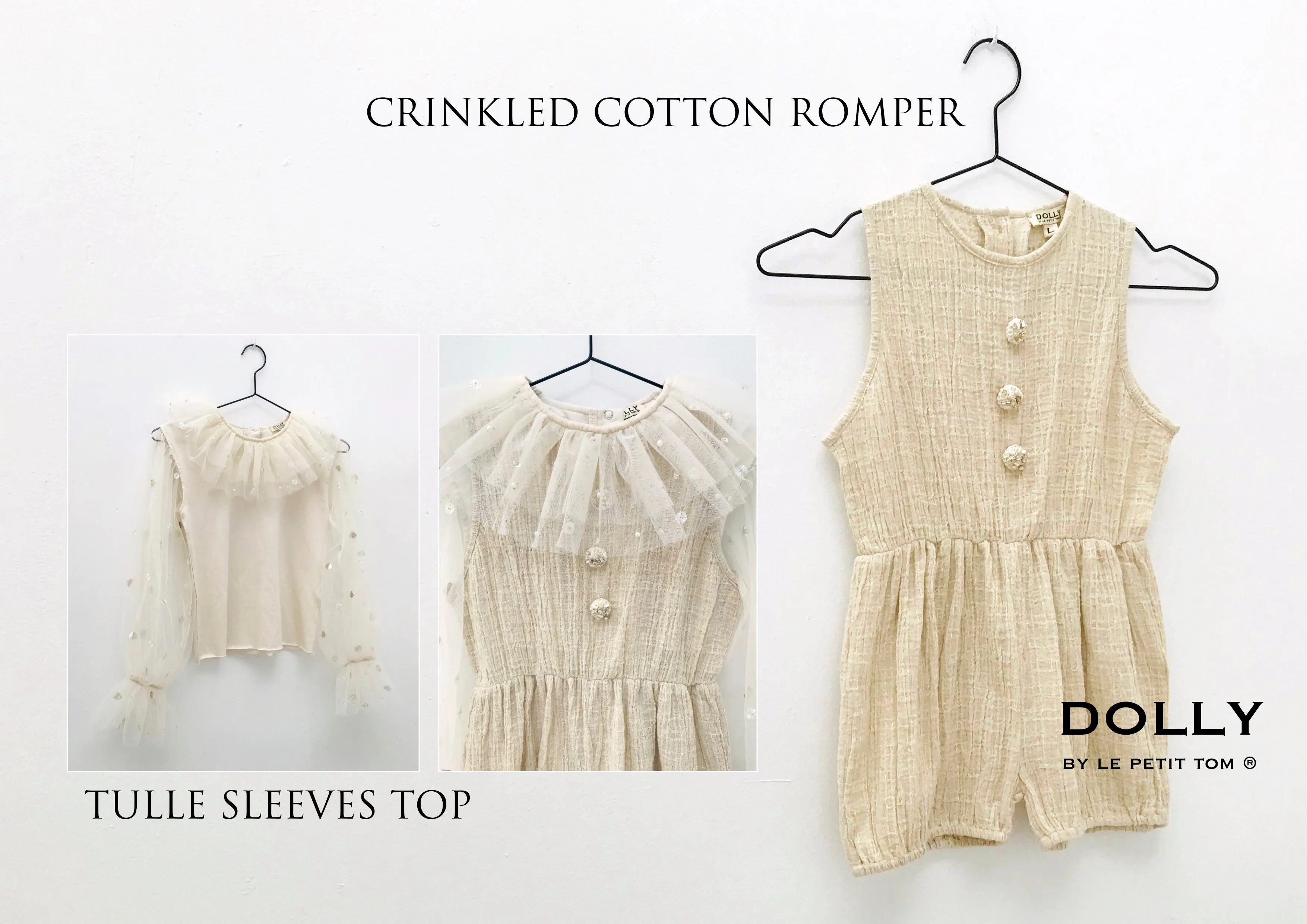 [OUTLET] DOLLY by Le Petit Tom  JEWELER'S CRYSTALS tulle sleeves top