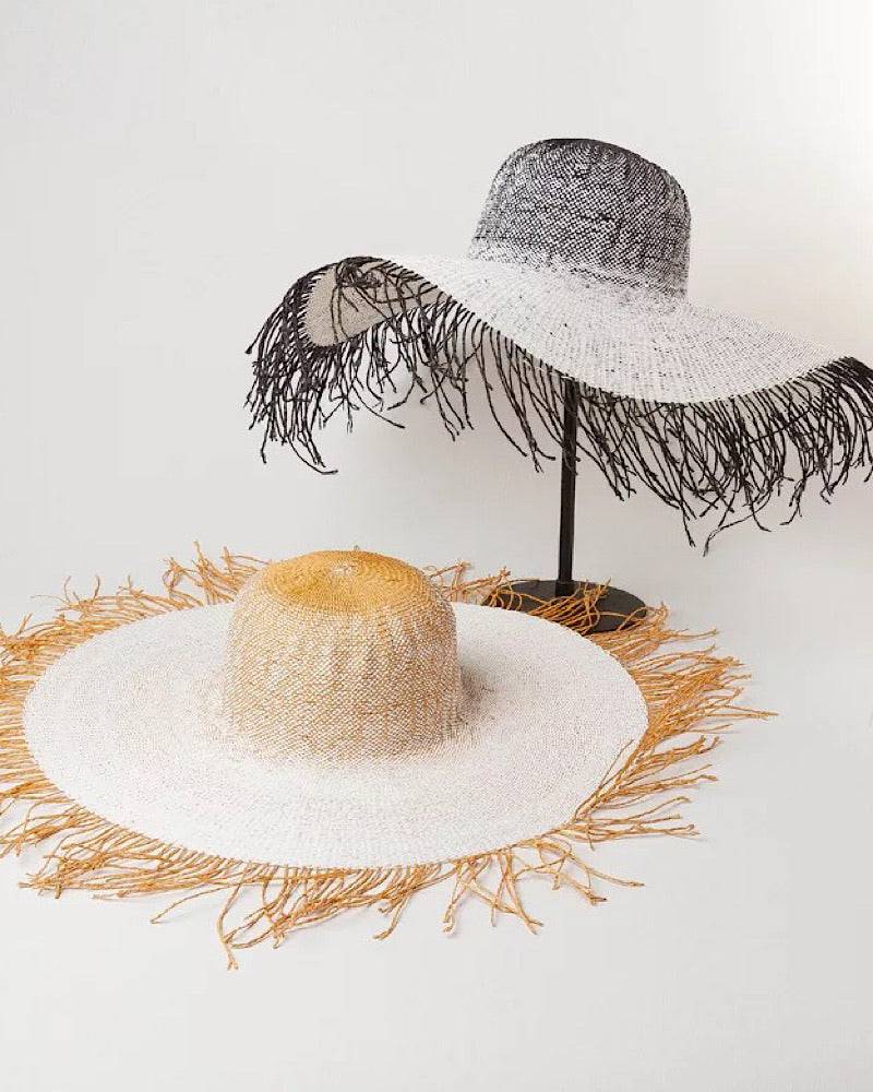 Paper Straw Long Fringe Edged Wide Bream Hat