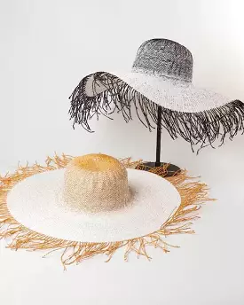 Paper Straw Long Fringe Edged Wide Bream Hat