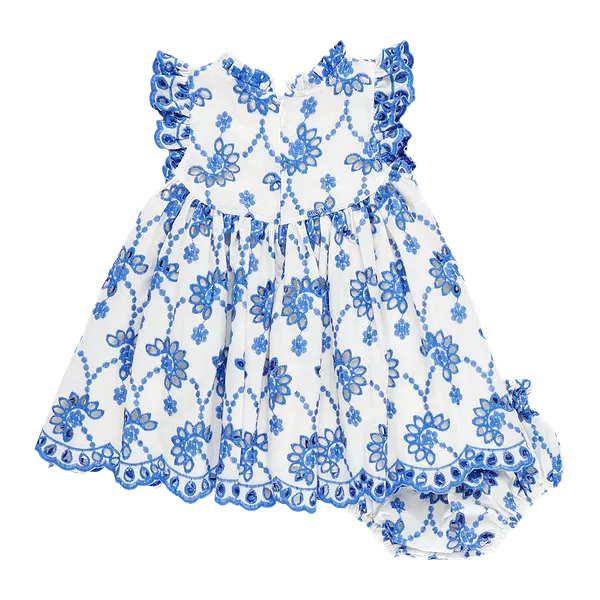 Pink Chicken - Blue Eyelet Baby Girl Cynthia Dress