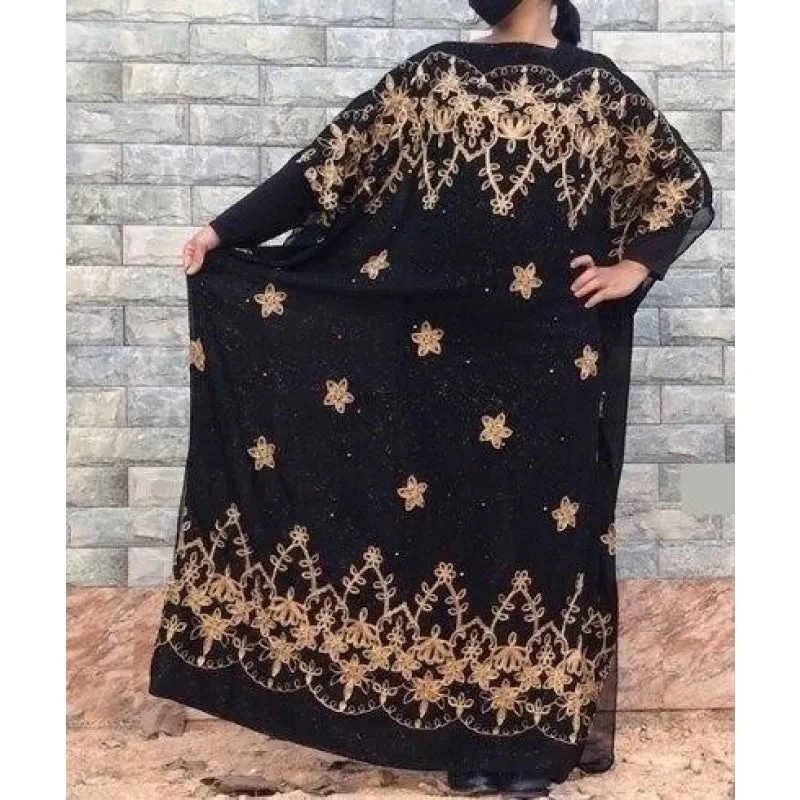 Plus Size Women's Cotton Saudi African Clothing Kafan Robe Abaya Maxi Dress