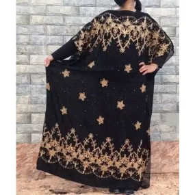 Plus Size Women's Cotton Saudi African Clothing Kafan Robe Abaya Maxi Dress