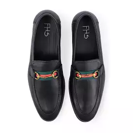 Premium black strapped loafer