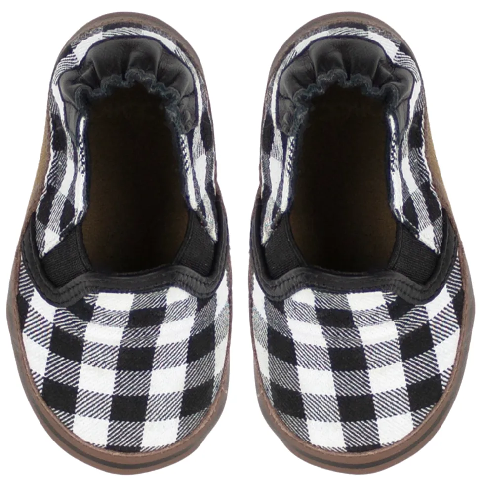 Robeez Plaid Black Flannel Liam Soft Sole Shoes