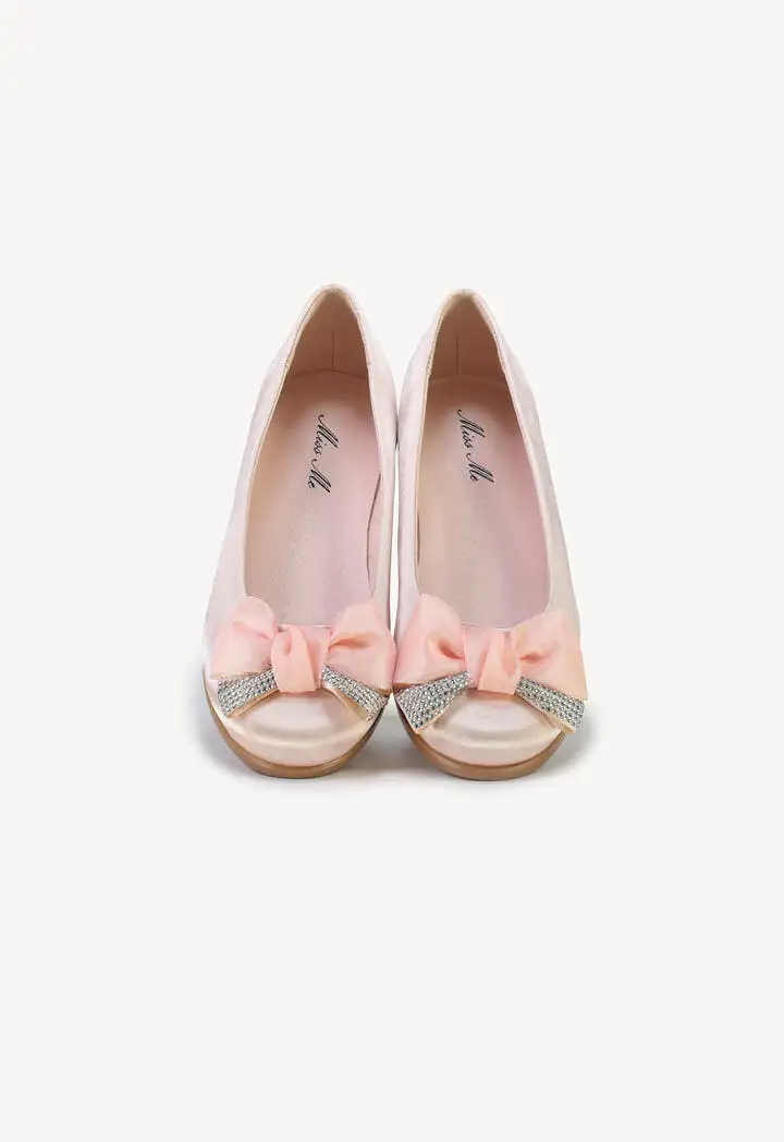 Shiny Satin Double Ribbon Shoes