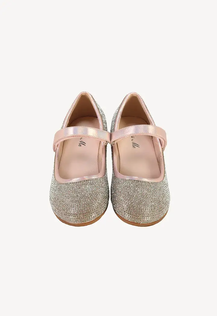 Shiny Strass Velcro Strap Shoes