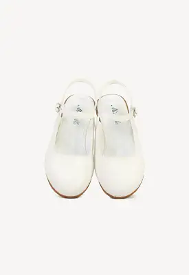 Shiny Textured Open Back Flat Shoes