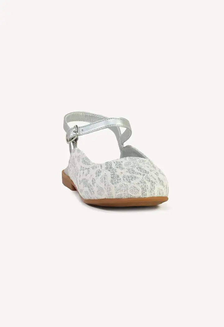 Shiny Textured Open Back Flat Shoes