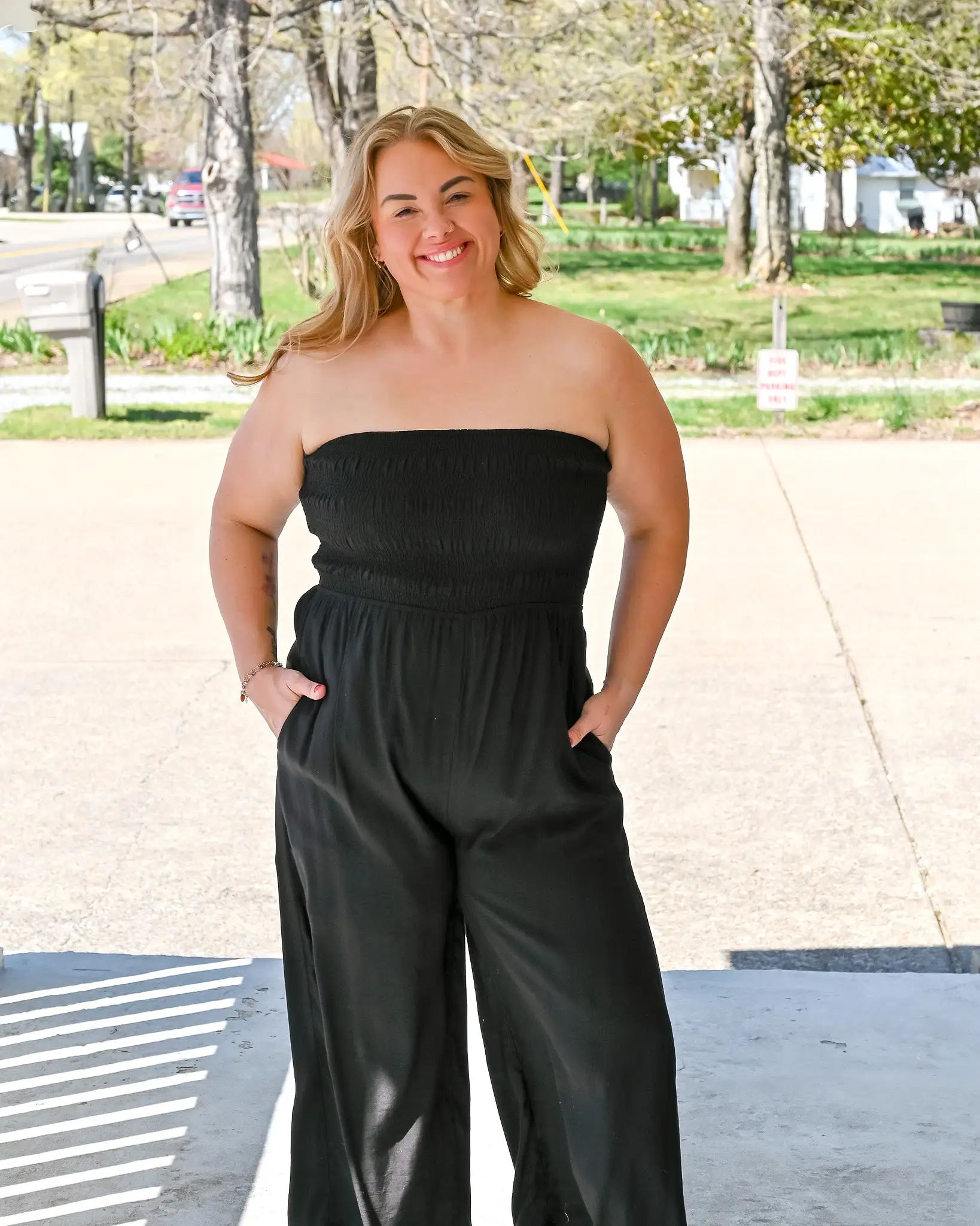 Sophie Smocked Strapless Jumpsuit