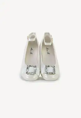 Square Crystals Vamp PU Leather Shoes