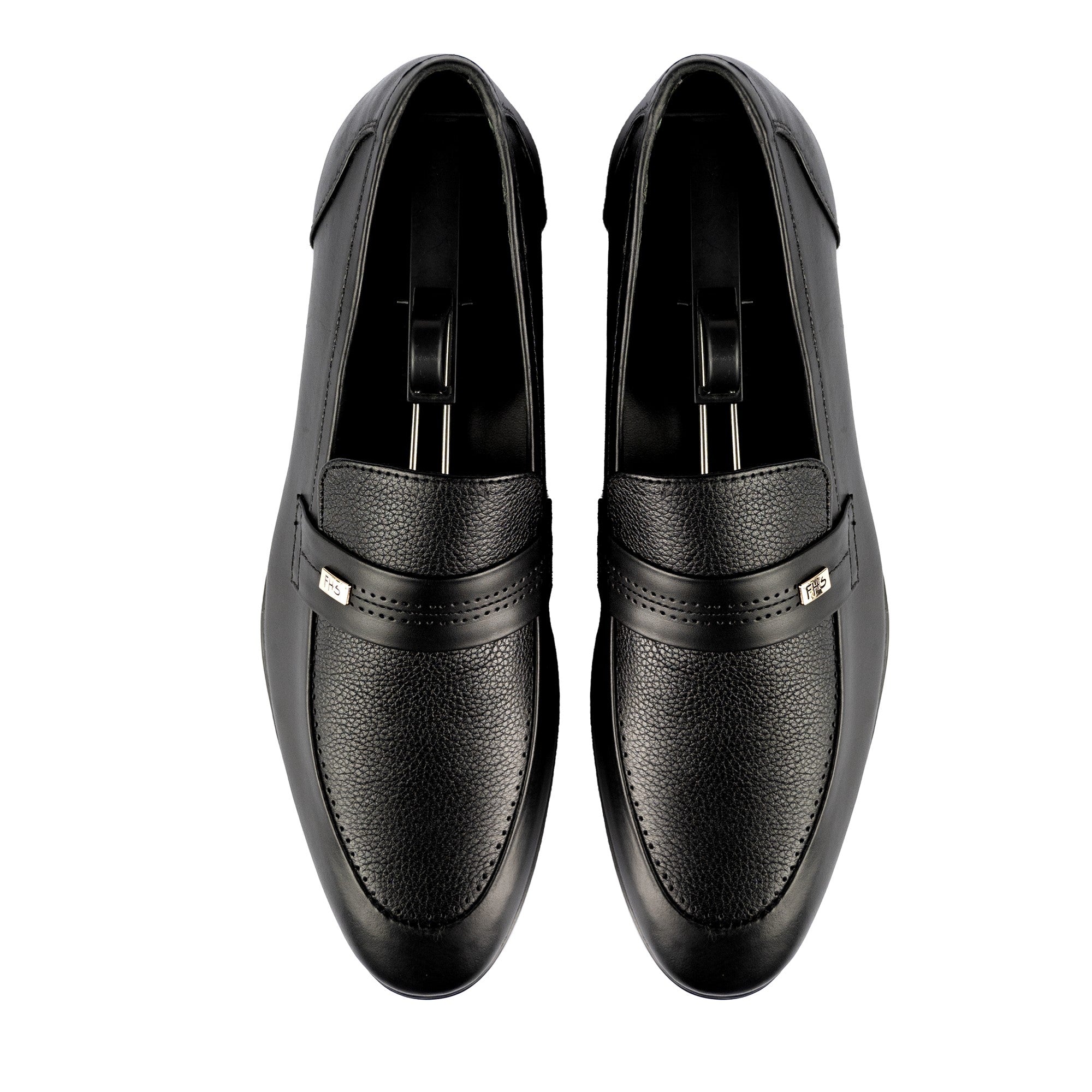 Stitched Strapped Loafers-Black