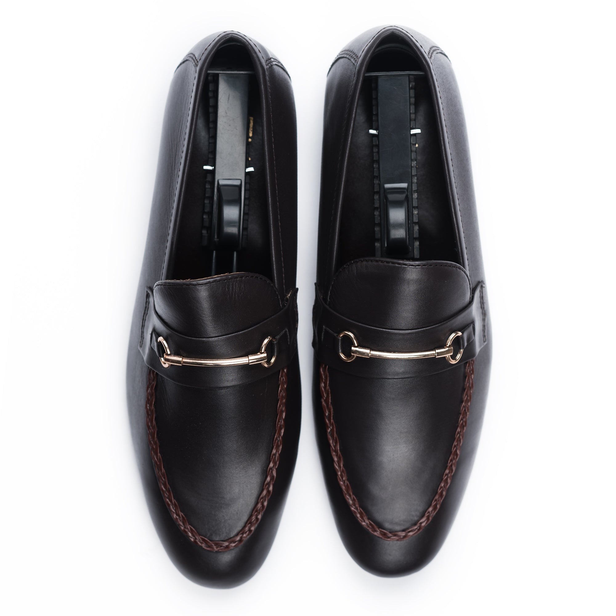 Thread Stiched Buckled Loafers