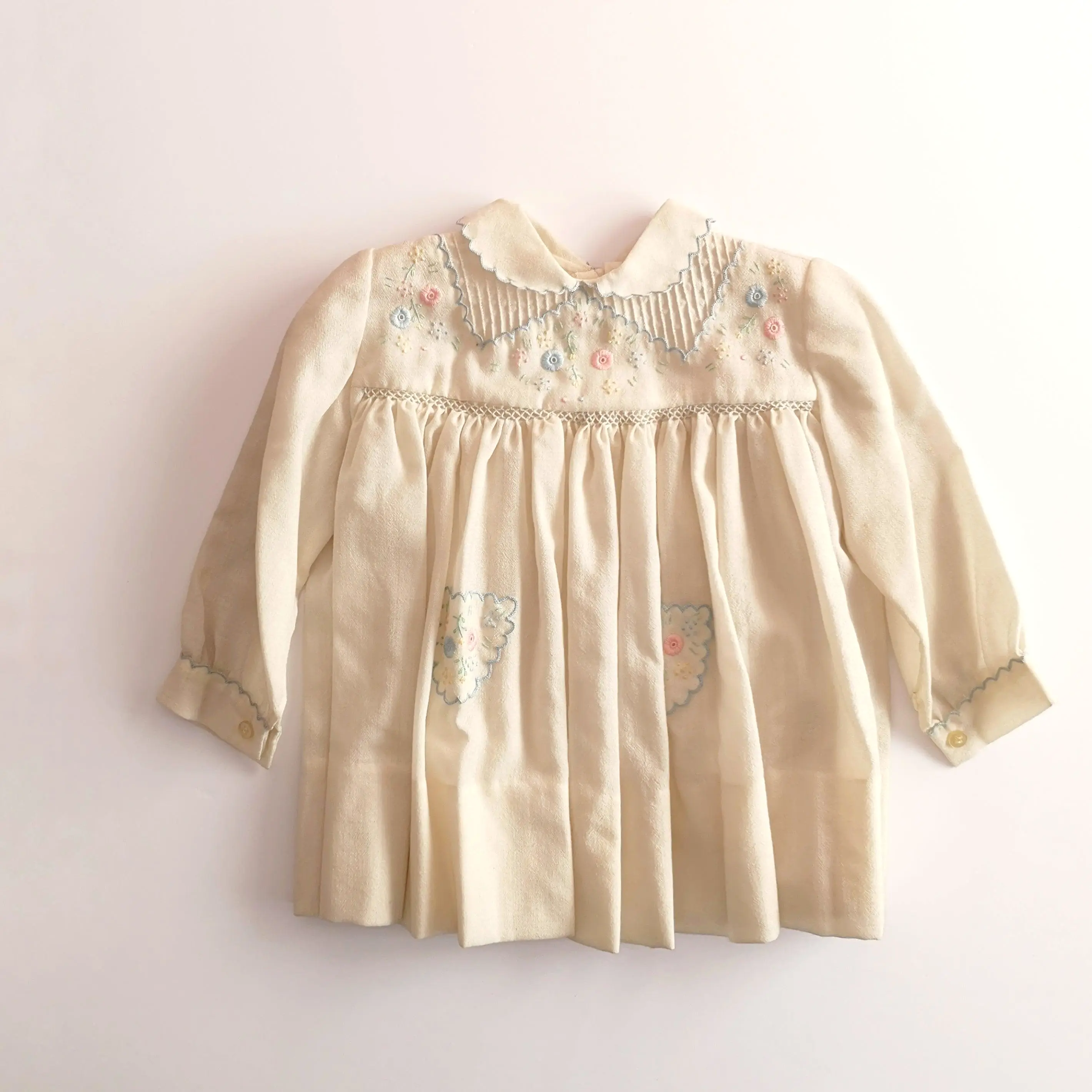 [Unworn] 1950's Hand embroidered dress 2Y (dead stock)