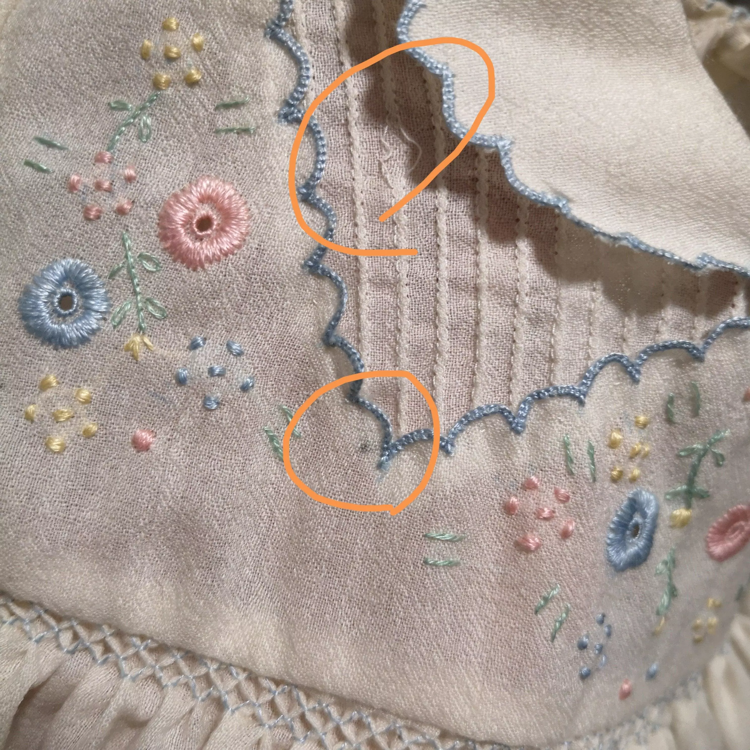 [Unworn] 1950's Hand embroidered dress 2Y (dead stock)