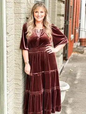 Victoria Velvet Tiered Maxi Dress (S-2X)