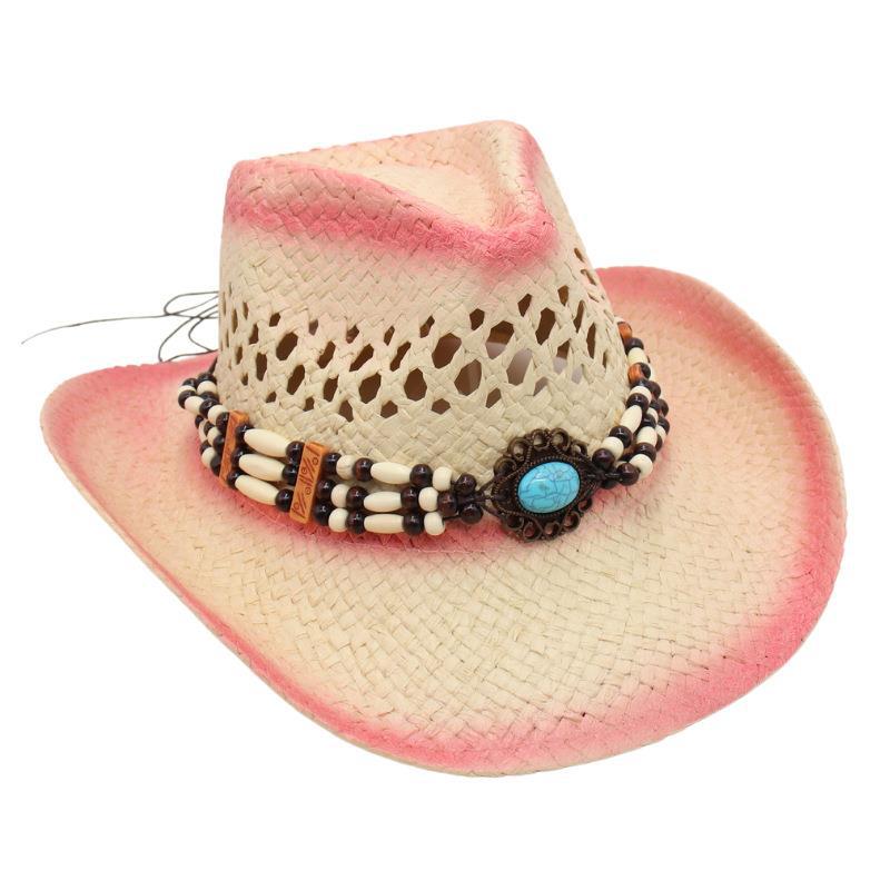 Western Style Cowboy Straw Hat Women Men Spring Summer Large Brim Seaside Beach Sun Protection Hat