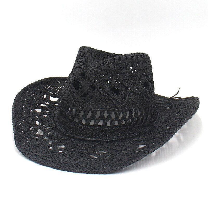 Western Style Cowboy Straw Hat Women Men Spring Summer Large Brim Seaside Beach Sun Protection Hat