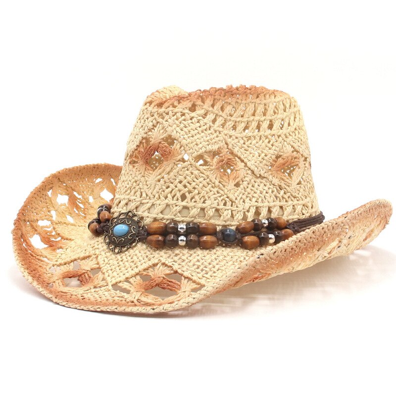 Western Style Cowboy Straw Hat Women Men Spring Summer Large Brim Seaside Beach Sun Protection Hat