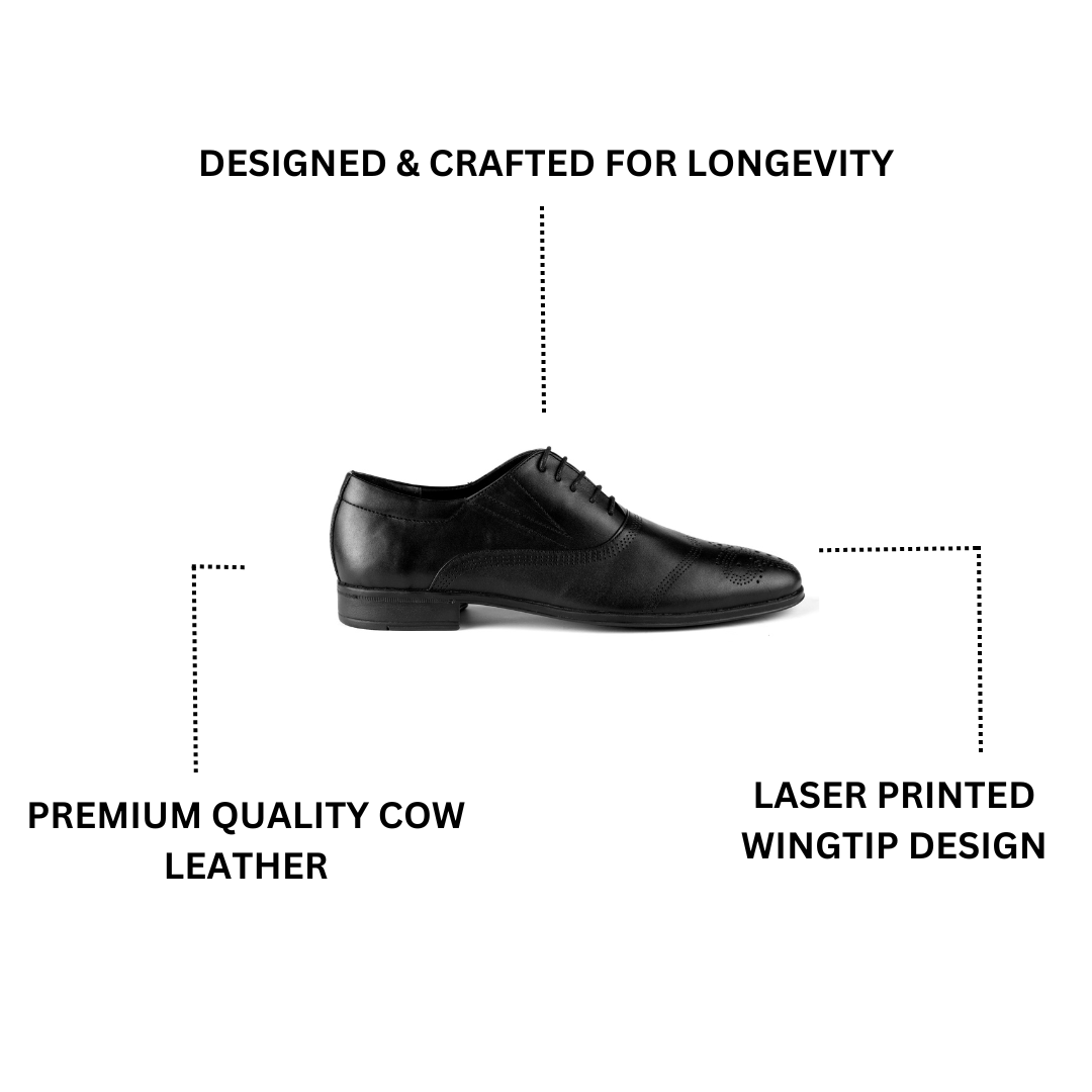 Wingtip Patterned Oxfords-Black