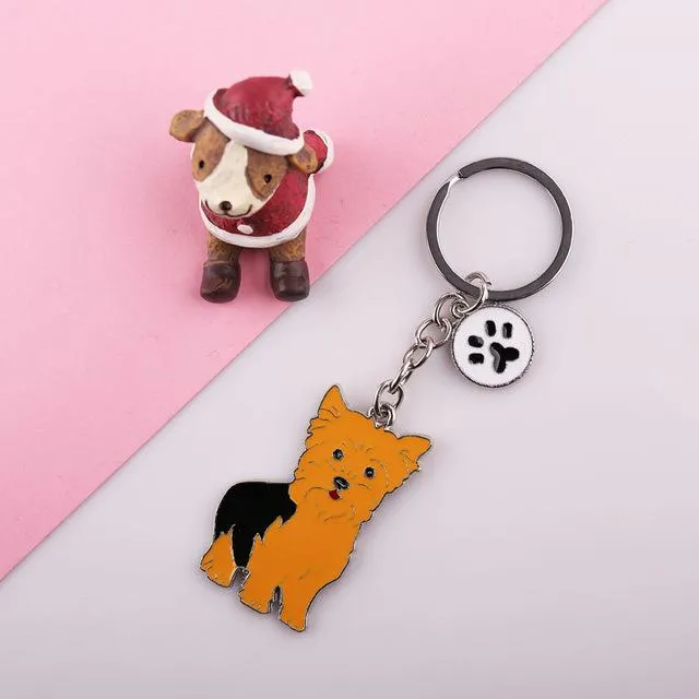 Women's Pet Chihuahua Dog Design Key Chain Bag Pendants Key Buckle