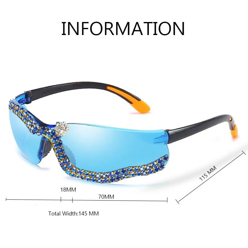 Women's Steampunk Rhinestone Diamond Riding Eyewear Sunglasses