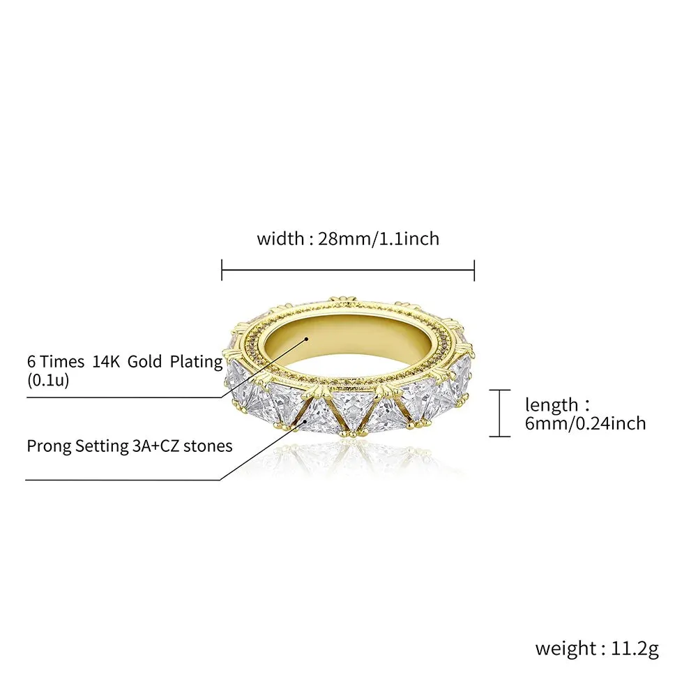 Women's Triangular Iced Out Micro Pave Cubic Zirconia Hip Hop Wedding Ring